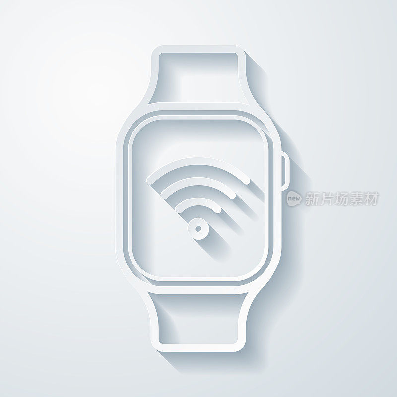 Smartwatch wifi。空白背景上剪纸效果的图标